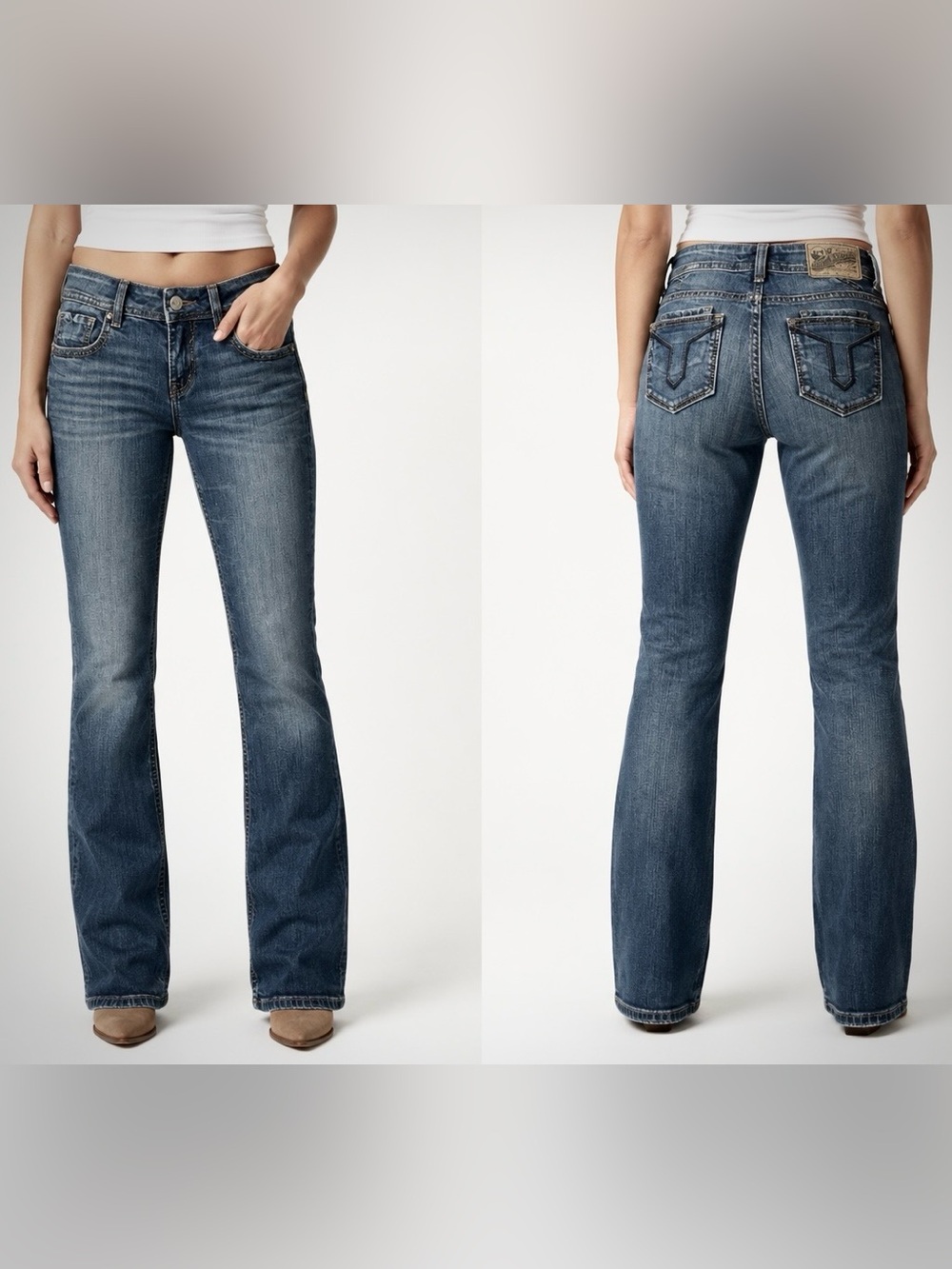 Vigoss Studio The Dublin Bootcut Low-Rise Med/Drk Wash Jeans Size 3/4 27 P7071A
